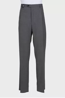 Men's gray wool trousers with pockets