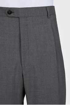 Men's gray wool trousers with pockets