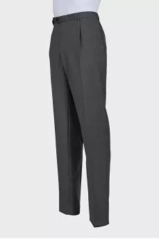 Men's gray wool trousers with pockets