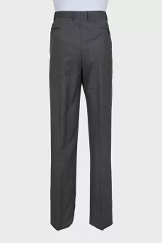 Men's gray wool trousers with pockets