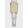 Button-down mini skirt with tag