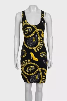 Bodycon dress with yellow print