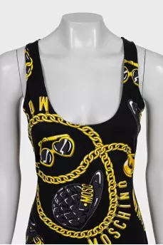 Bodycon dress with yellow print