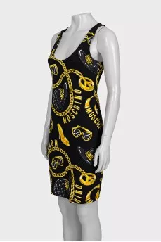 Bodycon dress with yellow print