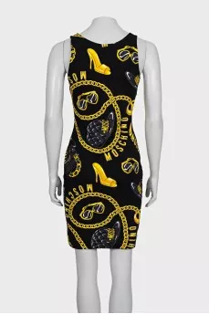 Bodycon dress with yellow print