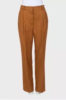 Straight-leg wool trousers