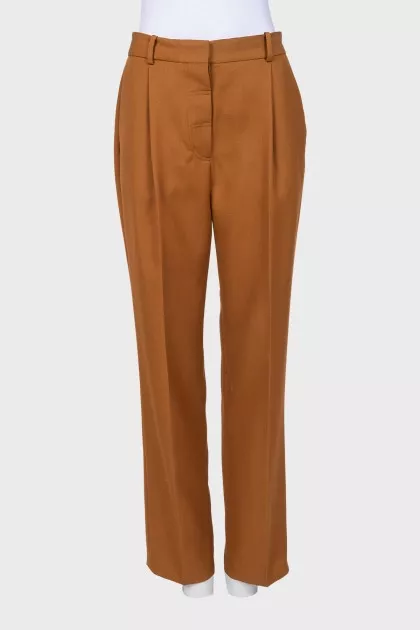 Straight-leg wool trousers