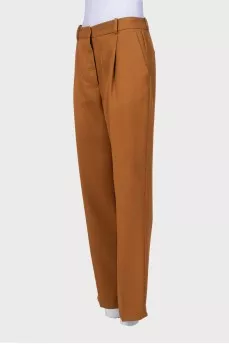 Straight-leg wool trousers