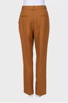 Straight-leg wool trousers