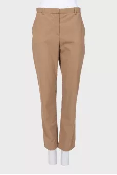 Brown wool straight-leg trousers