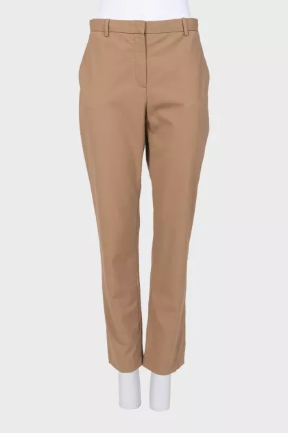 Brown wool straight-leg trousers