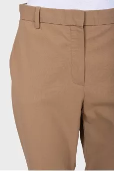 Brown wool straight-leg trousers