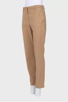 Brown wool straight-leg trousers