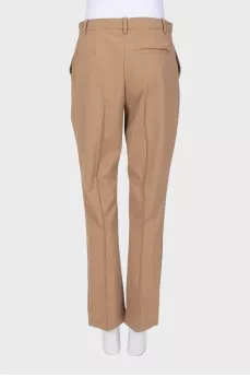 Brown wool straight-leg trousers