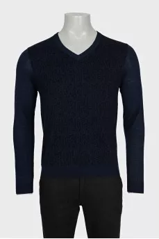 Men's printed wool pullover with tag