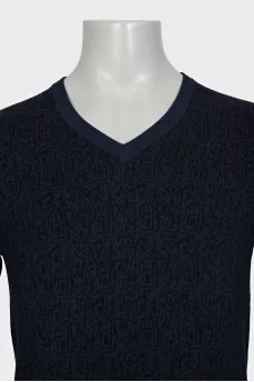 Men's printed wool pullover with tag