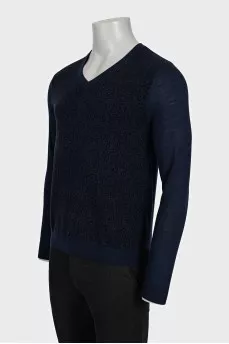 Men's printed wool pullover with tag