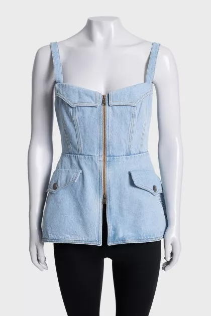 Blue denim cami top