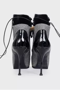 Vintage lace-up ankle boots with heels