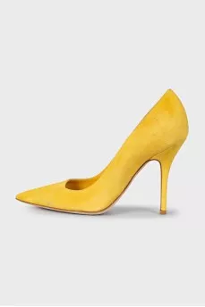 Yellow suede pumps