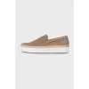 Men's brown suede slip-ons