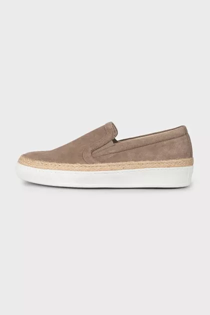 Men's brown suede slip-ons