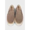 Men's brown suede slip-ons