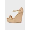 High wedge sandals with crystals