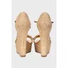 High wedge sandals with crystals