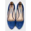 Blue suede high heels