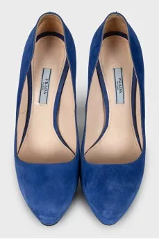 Blue suede high heels