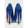 Blue suede high heels