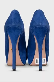 Blue suede high heels