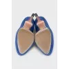 Blue suede high heels