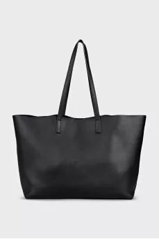 Leather tote bag with magnetic closure