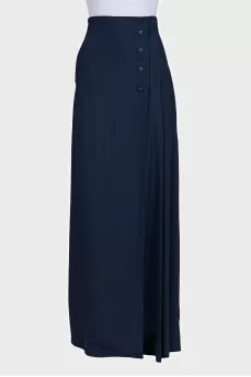 Dark blue wide-leg trousers with pockets