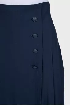 Dark blue wide-leg trousers with pockets