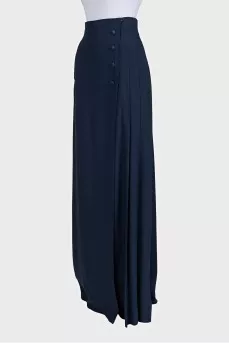 Dark blue wide-leg trousers with pockets