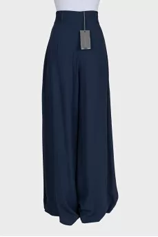 Dark blue wide-leg trousers with pockets