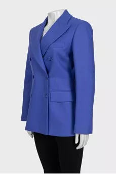 Double-breasted blue wool jacket