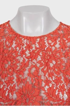 Lace straight-cut blouse with a button