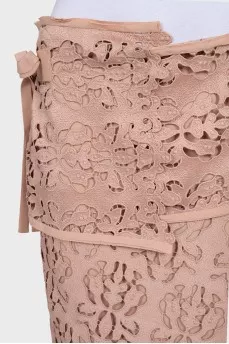 Pink skirt decorated with lace