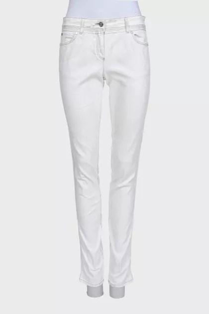 Білі джинси skinny fit в принт