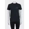 Black straight t-shirt with embroidered logo