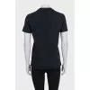 Black straight t-shirt with embroidered logo
