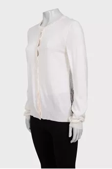 White cardigan with lace accent