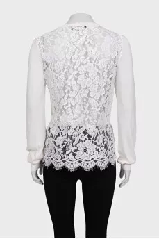 White cardigan with lace accent