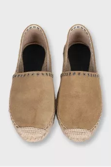 Suede espadrilles with braided soles