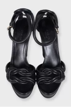 Leather sandals with animal print accents