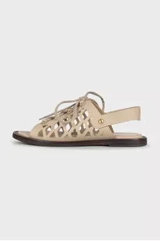 Leather sandals with an openwork pattern